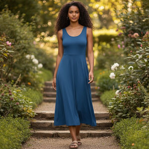 Eileen Fisher Teal Sleeveless Midi Dress – Women’s Small Petite (S/P)